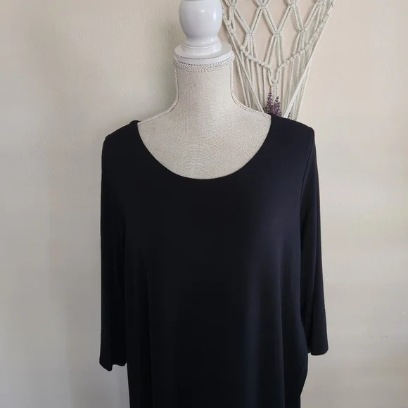 Eileen Fisher Womens Black Jersey Bottom Wrap Maxi Dress Size Large - Picture 3 of 9